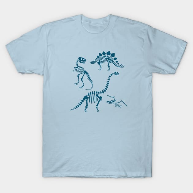 Dinosaur Fossils in Blue T-Shirt by latheandquill